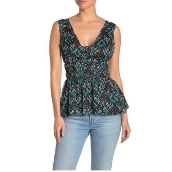 Walter Baker Will Smocked Peplum Top Size Small NWT - Picture 2 of 11